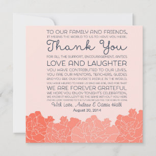 Wedding Place Setting Place Card Thank You Message