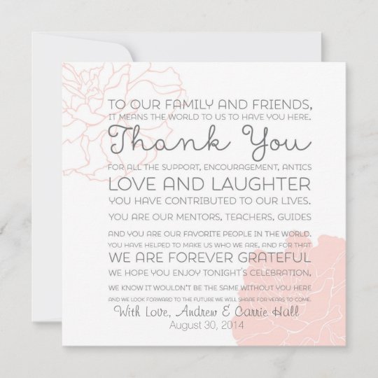Wedding Place Setting Place Card Thank You Message | Zazzle.com