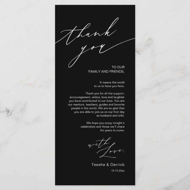 Wedding Place Setting Thank You Minimalist Card (Front)