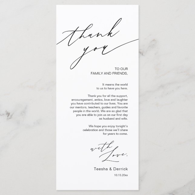 Wedding Place Setting Thank You Minimalist Card (Front)