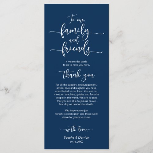 Wedding Place Setting Thank You Navy Blue Cards