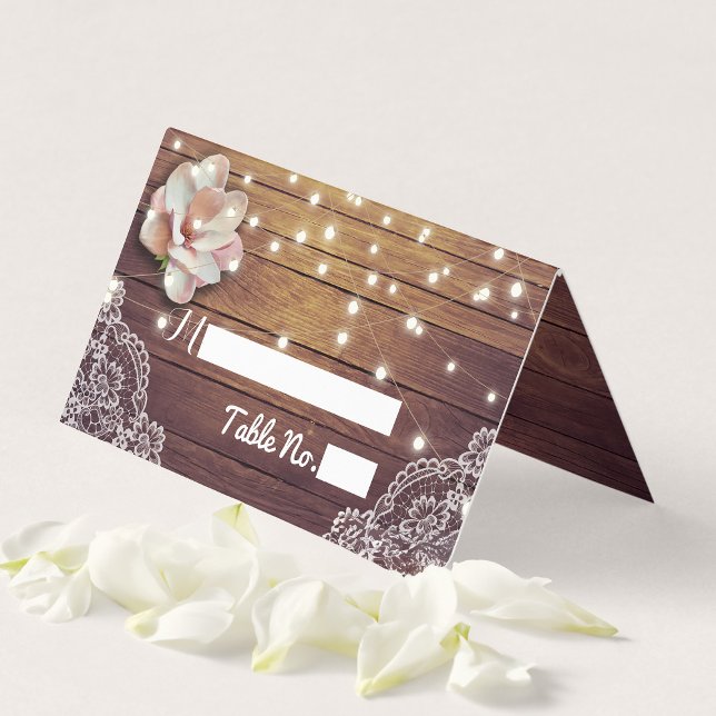 Wedding Place Table Number  Floral Light Wood Lace (Creator Uploaded)