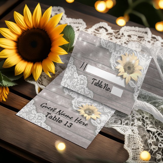 Wedding Place Table Number Lace Sunflower Wood (Creator Uploaded)