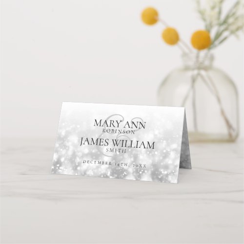 Wedding Placecard Silver Shimmer Lights