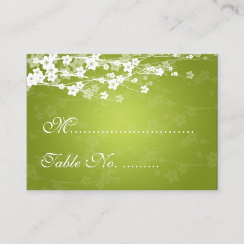Wedding Placecards Cherry Blossom Lime Green Business Card Template