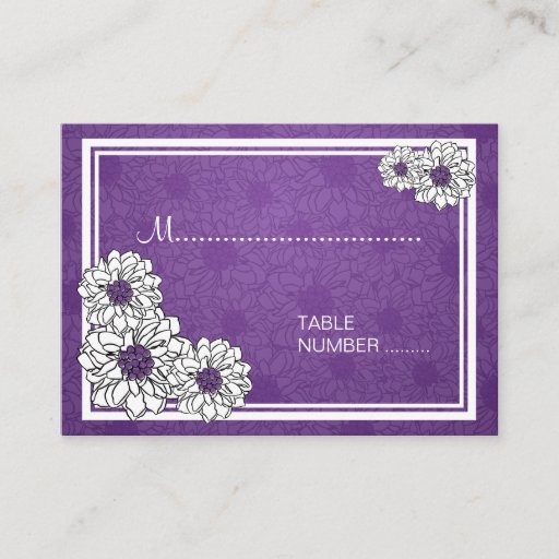 Customizable Wedding Placecards Dahlia Floral Purple Business Card