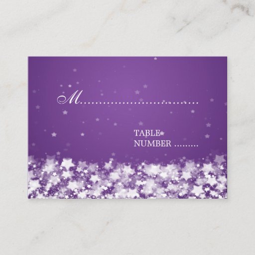 Customizable Wedding Placecards Dazzling Stars Purple Business Card Templates
