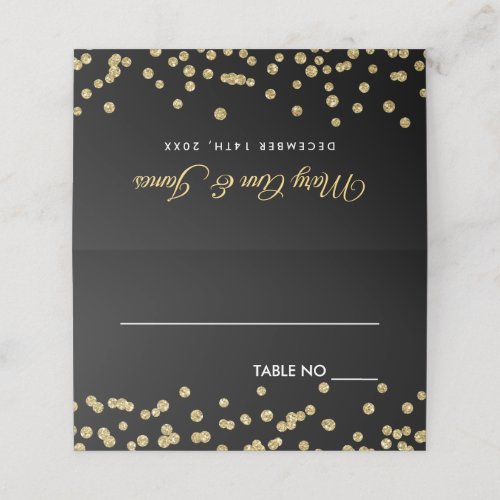 Wedding Placecards Gold Faux Glitter Confetti Blac