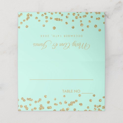 Wedding Placecards Gold Glitter Confetti Mint
