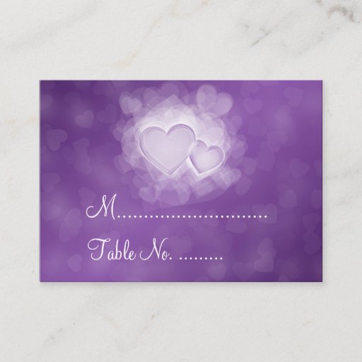 Customizable Wedding Placecards Modern Hearts Purple Business Card