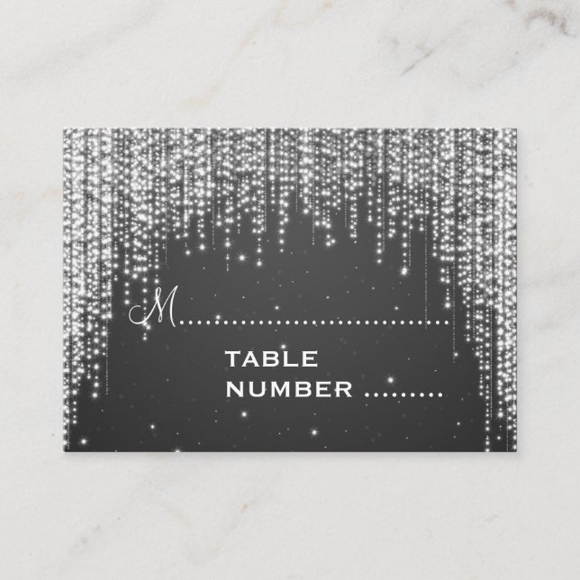 Wedding Placecards Night Dazzle Black (Front)