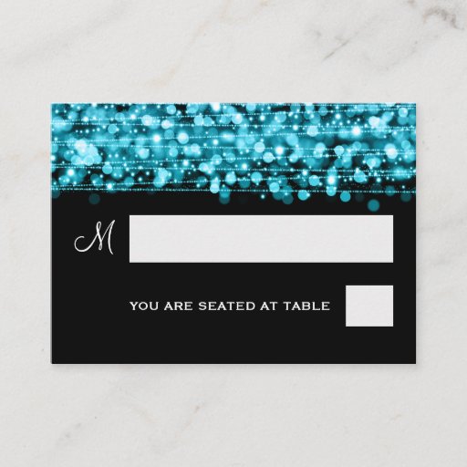 Customizable Wedding Placecards Party Sparkles Turquoise Business Card Templates