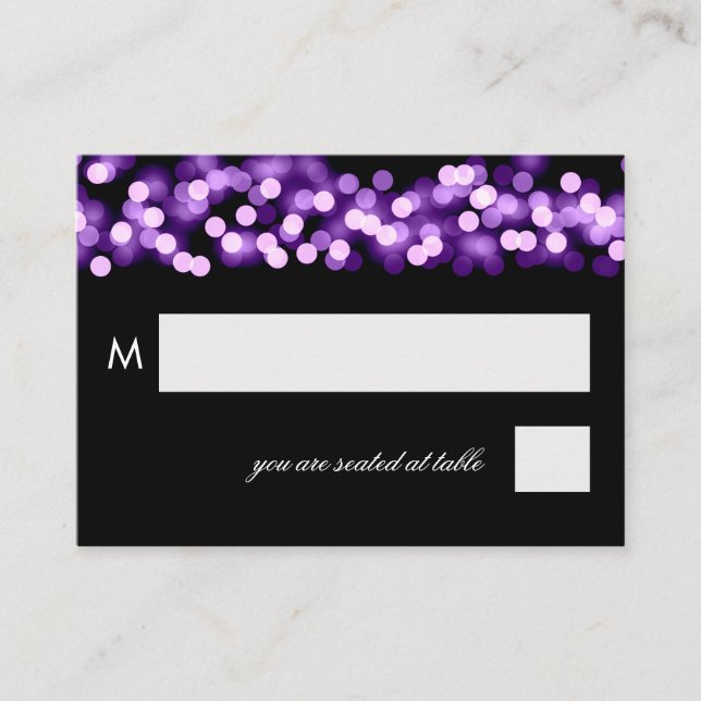 Wedding Placecards Purple Hollywood Glam (Front)