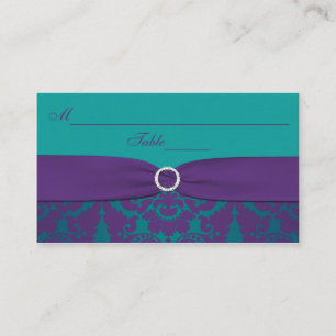Wedding Placecards   Purple, Teal Damask