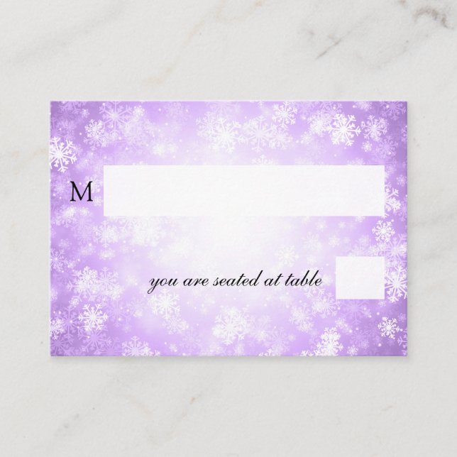 Wedding Placecards Purple Winter Wonderland (Front)