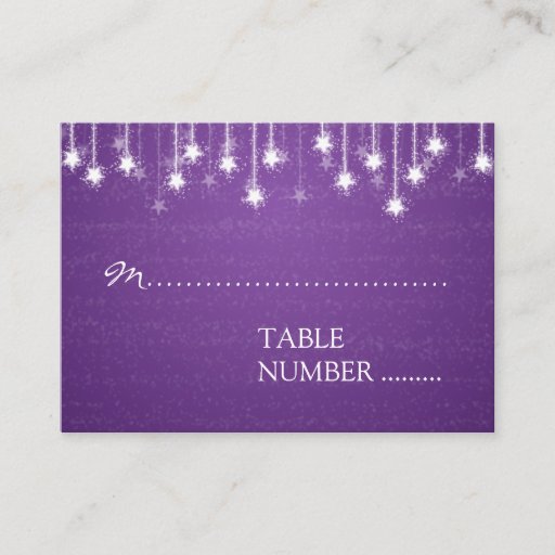 Customizable Wedding Placecards Shimmering Stars Purple Business Card Template