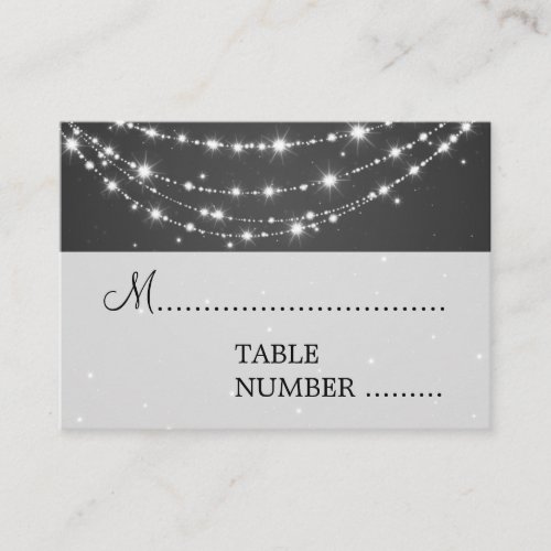 Wedding Placecards Sparkling Chain Black Business Card Templates