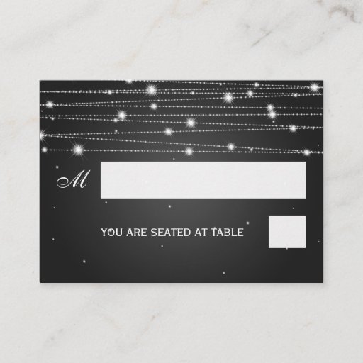 Customizable Wedding Placecards Sparkling Lines Black Business Card Templates