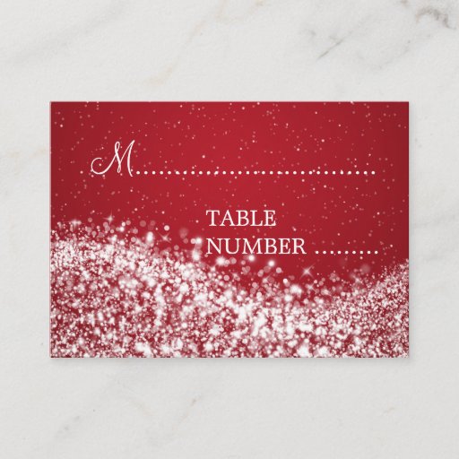 Customizable Wedding Placecards Sparkling Wave Red Business Card Templates
