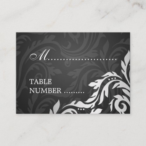 Wedding Placecards Swirly Flourish Black Business Card