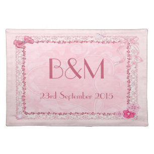 Wedding placemats with hearts and butterflies