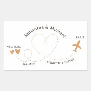 Wedding Plane Flight Travel Lover Rectangular Sticker
