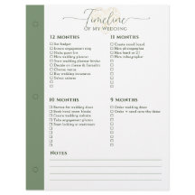Wedding Planner 12 - 5 Months Timeline Binder Page