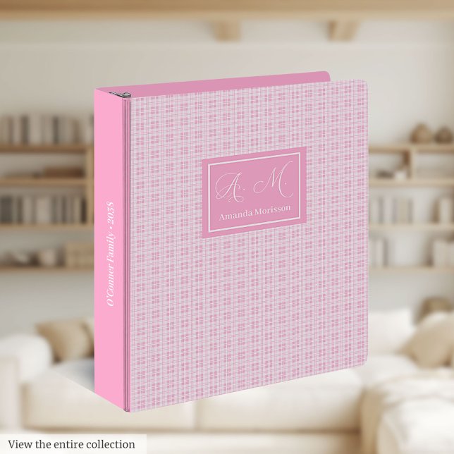 Wedding Planner 3 Ring Binder Pink Plaid Chic Art (Wedding Planner 3 Ring Binder Pink Plaid Chic Art)