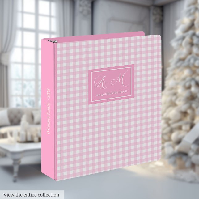 Wedding Planner 3 Ring Binder Pink Plaid Monogram (Wedding Planner 3 Ring Binder Pink Plaid Monogram)