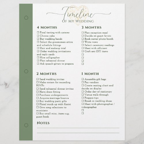 Wedding Planner 4 Months _ 1 Week Timeline Page