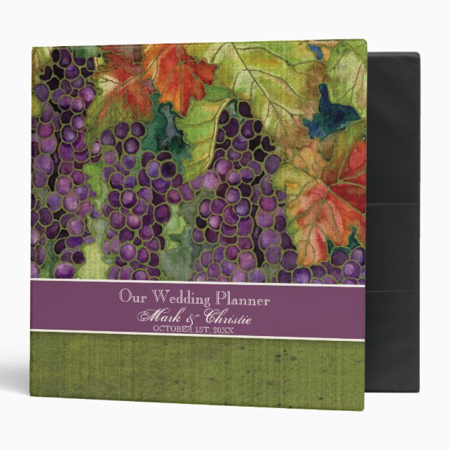 Wedding Planner Binder, Autumn Grapes & Leaf Binder (Front/Inside)