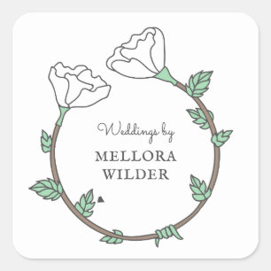 Wedding Planner Blossom Ring Business Card Classic Square Sticker