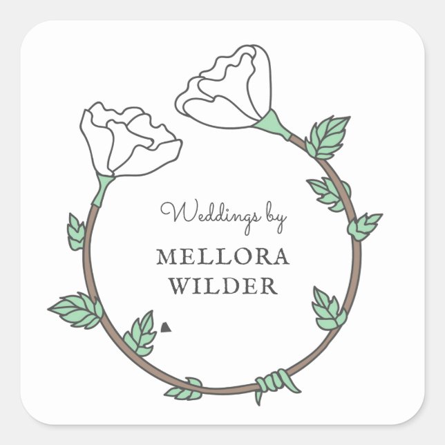 Wedding Planner Blossom Ring Business Card Classic Square Sticker (Front)