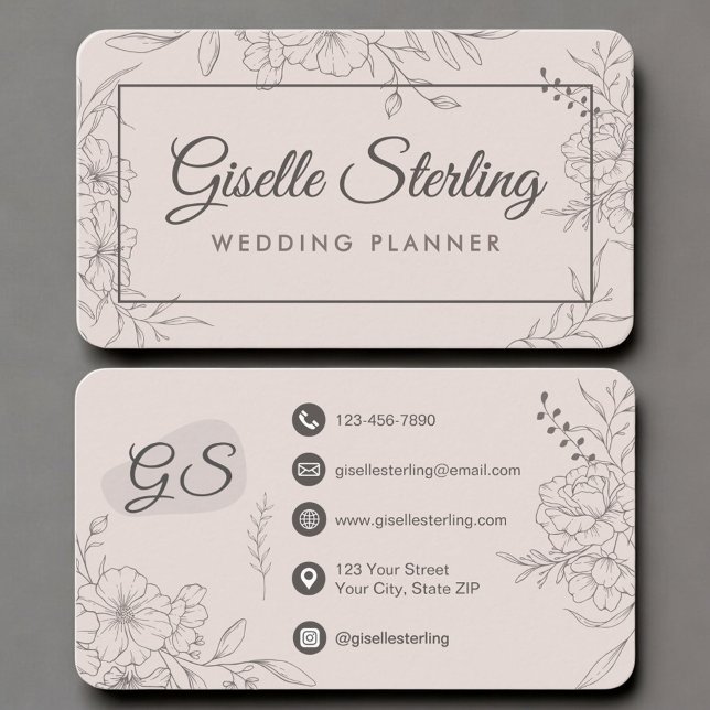 Wedding Planner Blush Pink Floral Business Card (Creator Uploaded)