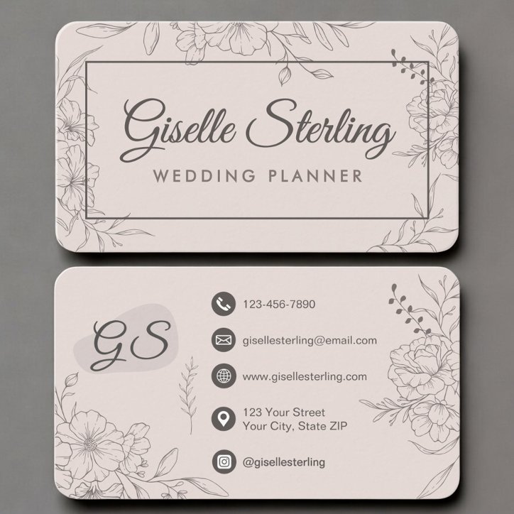 Wedding Planner Blush Pink Floral Business Card