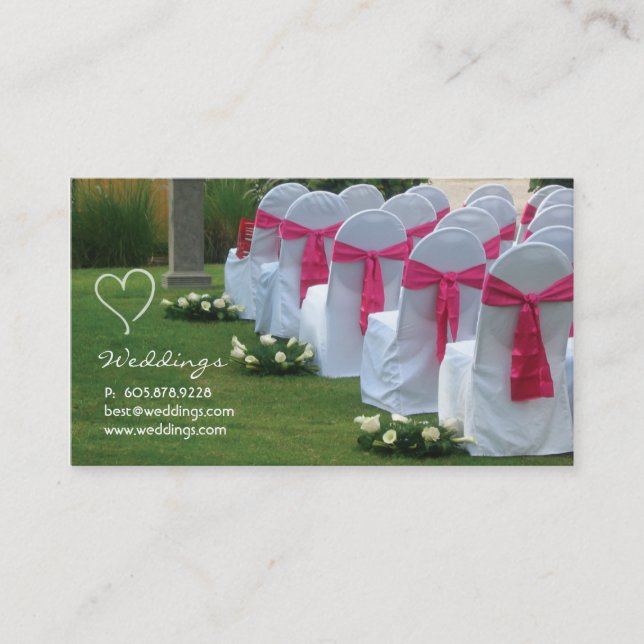 Wedding Planner Business Card Pink Heart Logo (Front)