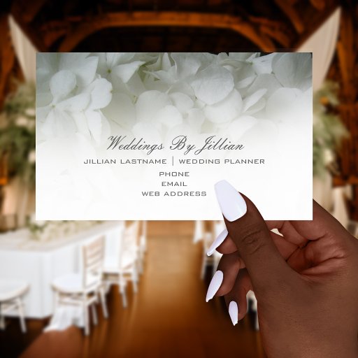 Customizable Wedding Planner Business Card - White hydrangeas