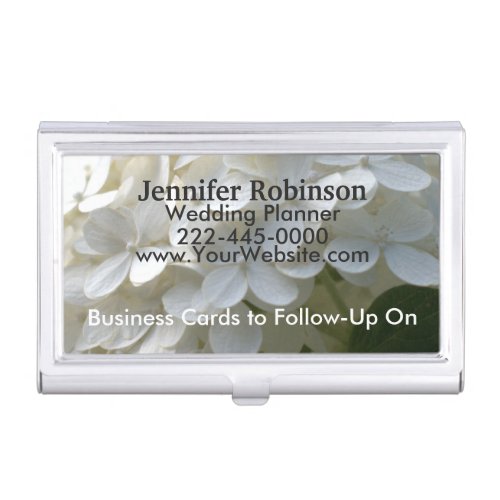 Wedding Planner Cards to Follow_Up White Hydrangea Business Card Case