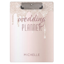 Wedding Planner Chic Girly Pink Glitter Name Clipboard