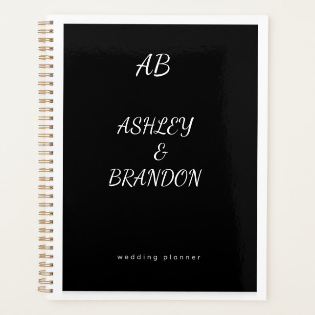 Wedding Planner Cover Black  Personalized Noteboo (Front)