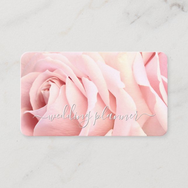 Wedding Planner, DIY Profession, Pale Pink Roses Business Card (Front)