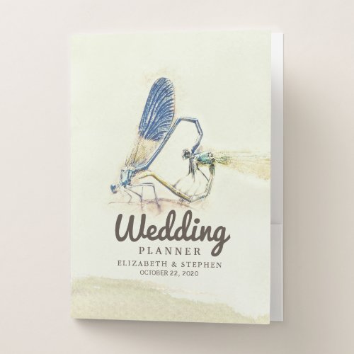 Wedding Planner Dragonfly Mating Love Heart Shape Pocket Folder