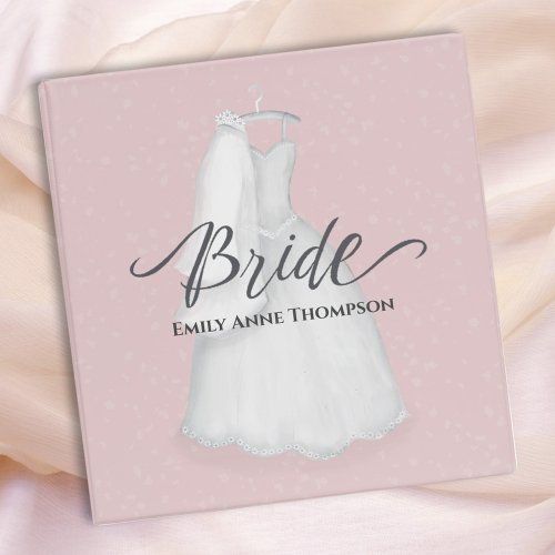 Wedding Planner Elegant Bridal Gown Pink Glitter 3 Ring Binder