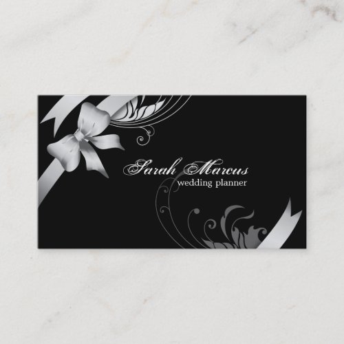 Wedding Planner Elegant Business Card Silve Ribbon