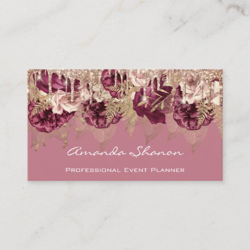 Wedding Planner Event Pink Drips Logo QR Code  Business Card