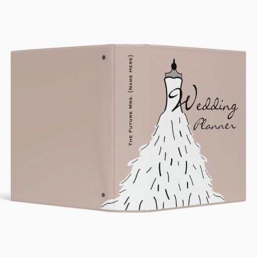 Wedding Planner _ Feathery Wedding Dress 3 Ring Binder