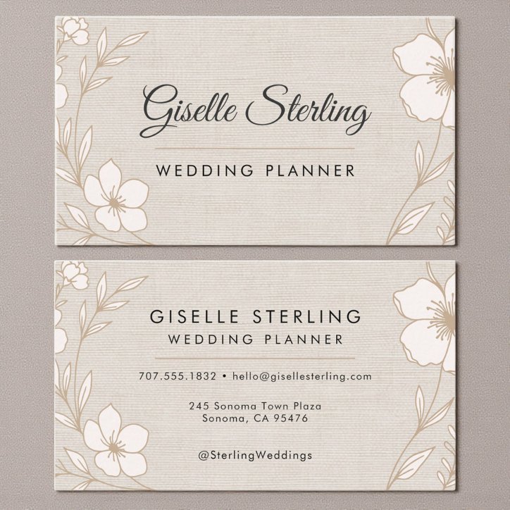 Wedding Planner Floral Linen Botanical Business Card