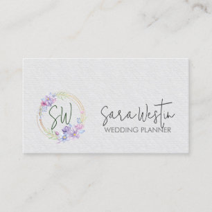 Wedding Planner Floral Monogram Business Card