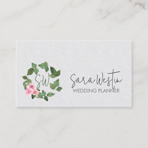 Wedding Planner Floral Monogram  Business Card