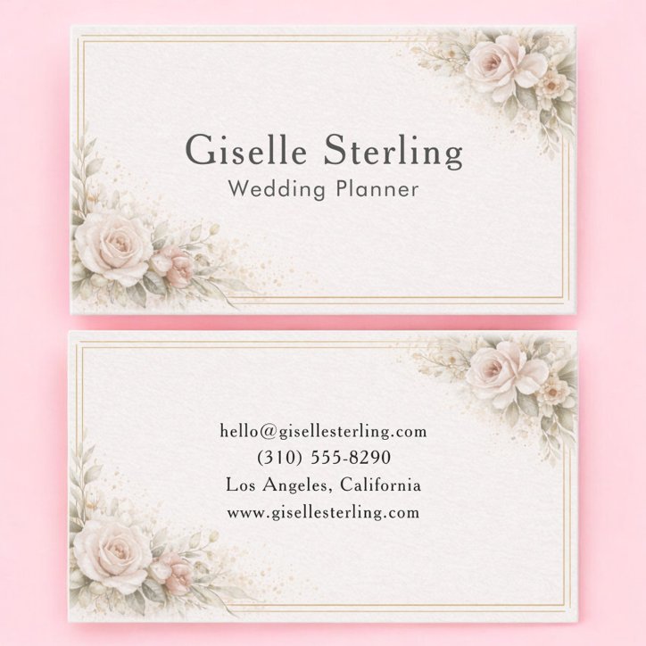 Wedding Planner Floral Neutral Professional Business Card